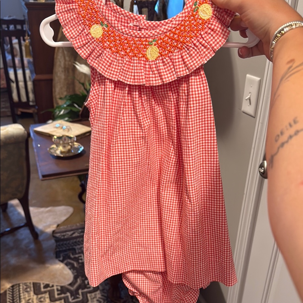 Edgehill Collection Red and Orange Gingham Dress